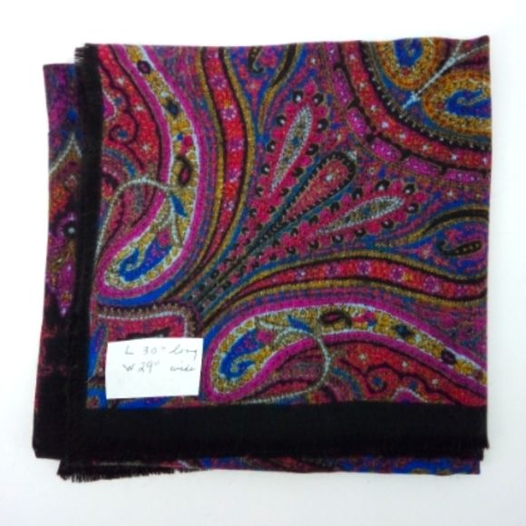 Vintage Bandanna Square Neck Scarf Paisley Red Purple Blue - Picture 7 of 9